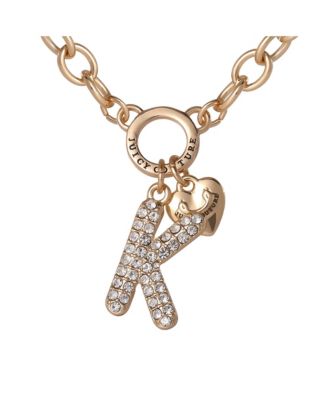 Bubble Letter Necklace for Women with Clear Stones 18"+2", Chunky Initial Necklace