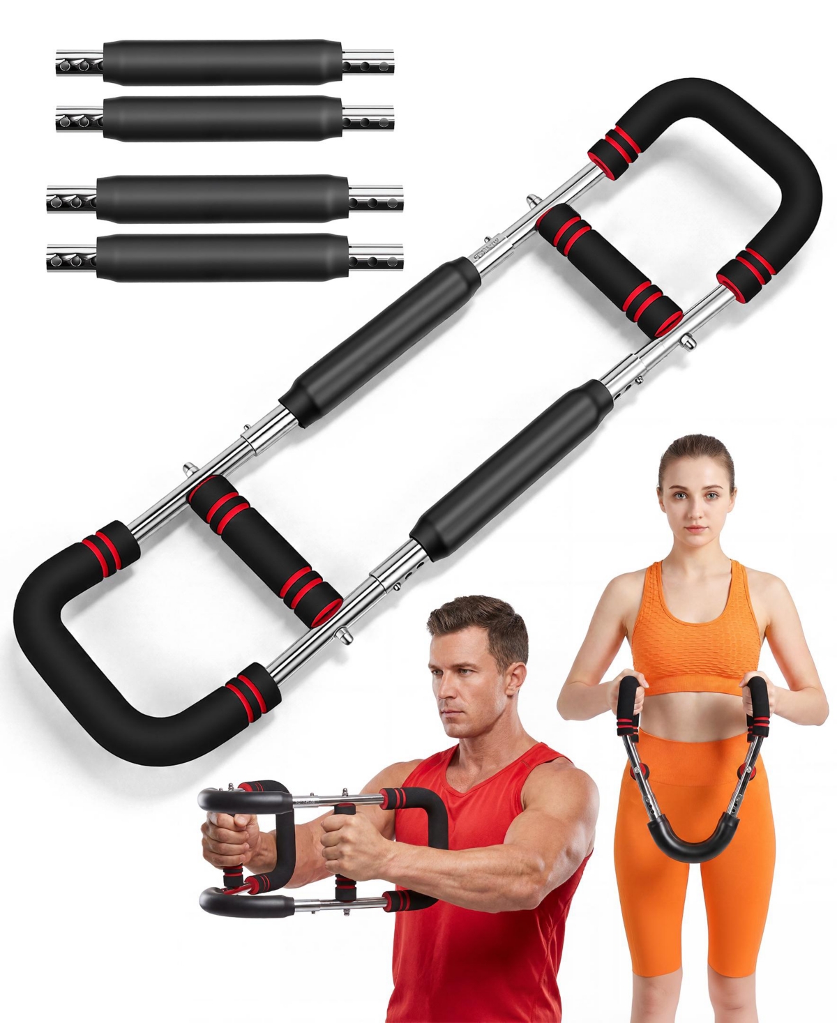 Sugift Twister Arm Trainer 90-160 lbs Adjustable Arm Chest Exerciser with 4 Springs for Men and Women