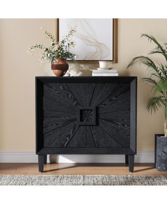 Mid-Century Sunburst 2-Door Credenza, 31.5" Accent Storage Cabinet