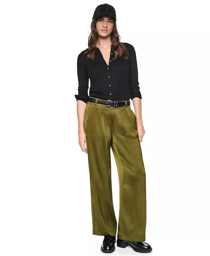 Women's Wide-Leg Double-Button Front Glazed Pants - thumbnail 3