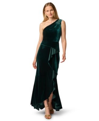 Women's One Shoulder Velvet High-Low Dress