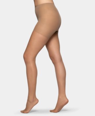 Women's Double-Layer Control Top Run Resist Sheer Pantyhose