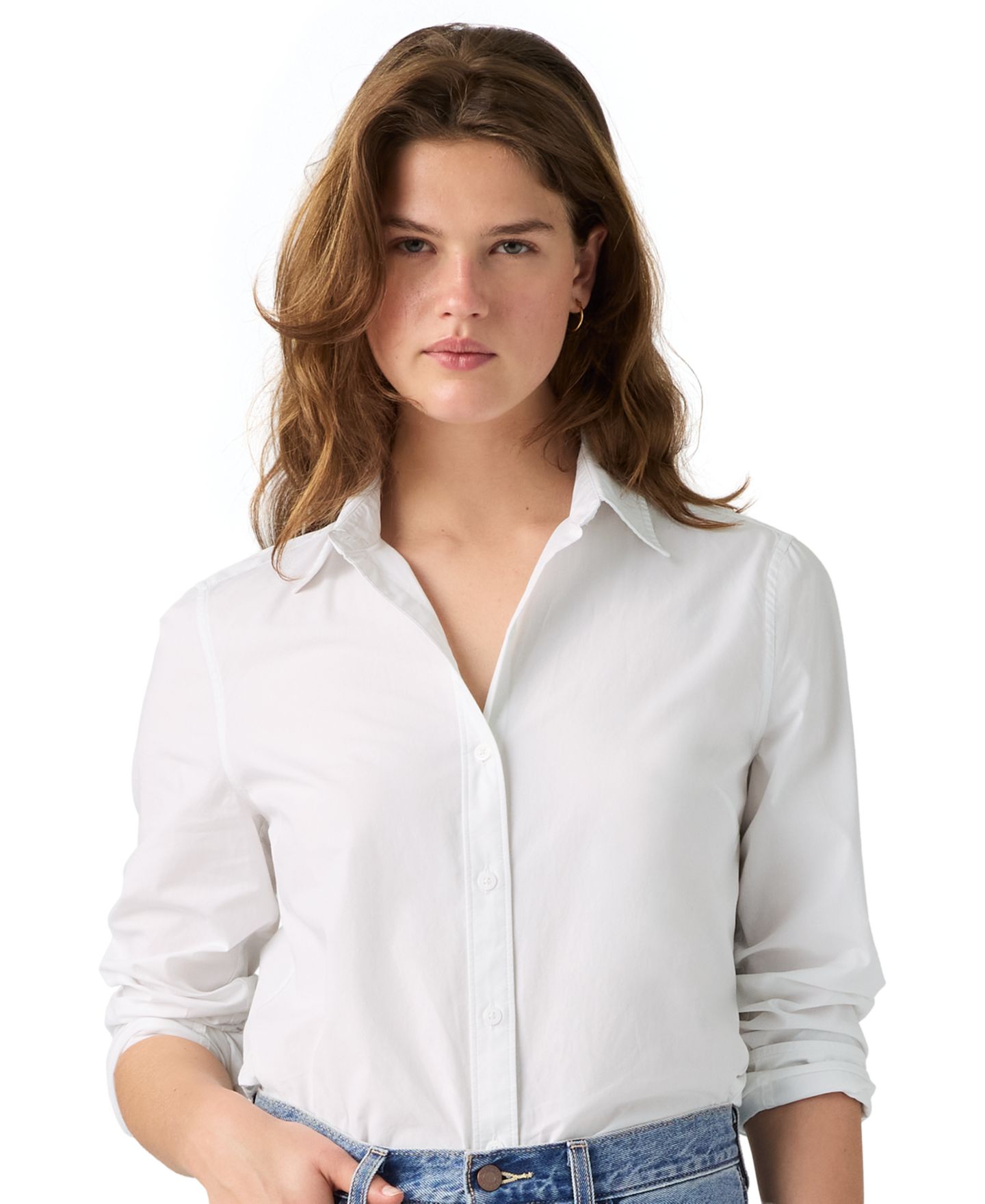Женская рубашка Levi's Carlile Classic Poplin Long-Sleeve Shirt, цвет: Яркий белый — фото 1