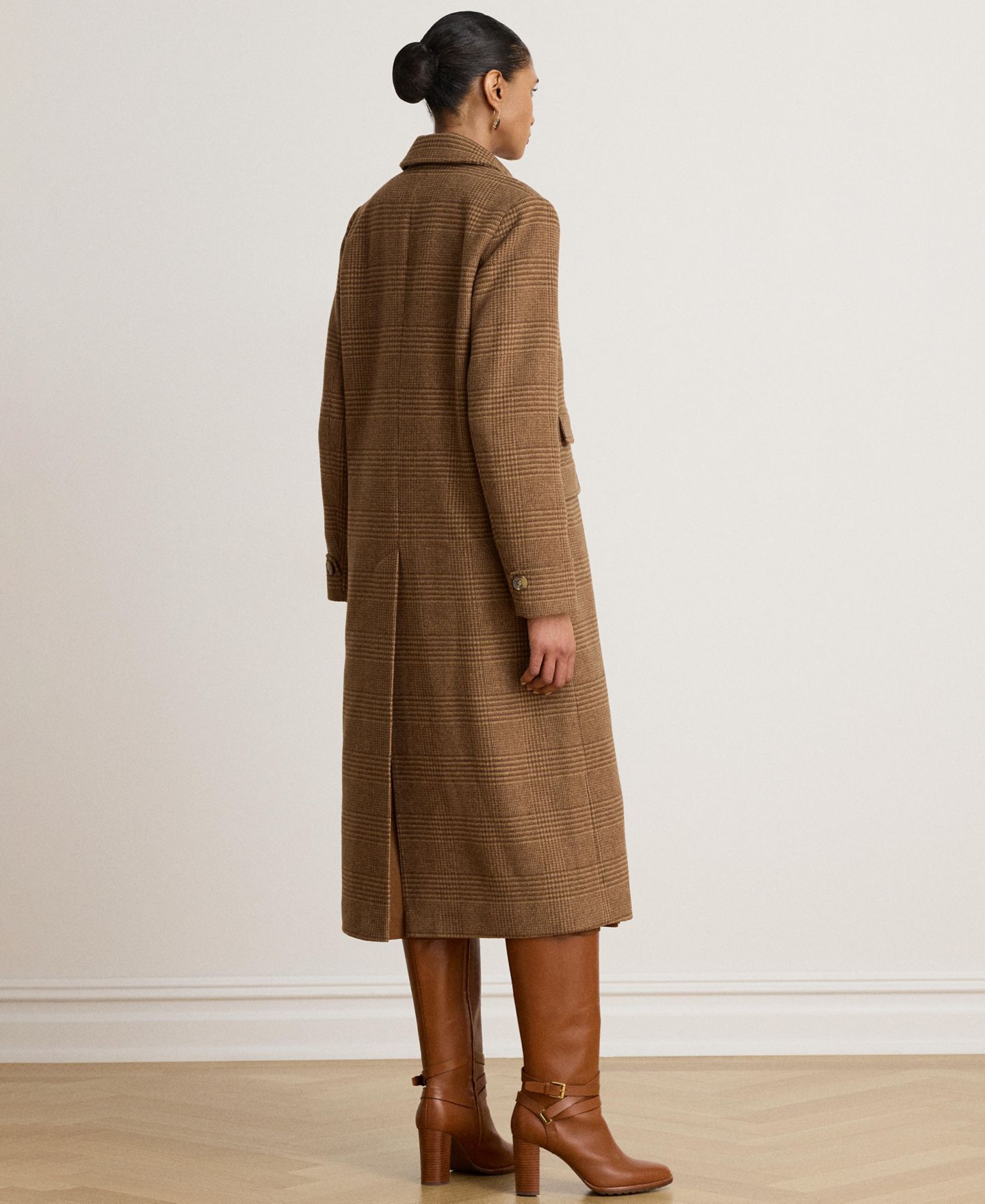 Женское пальто Lauren Ralph Lauren Wool Reefer, цвет: Верблюжий коричневый клетчатый — фото 5