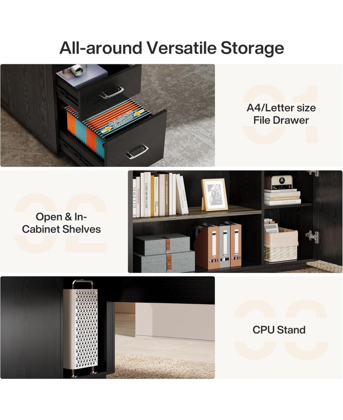 Tribesigns 85.8" L-Shaped Executive Office Desk with File Drawers and Cabinet,Large Modern Commercial Business Desk