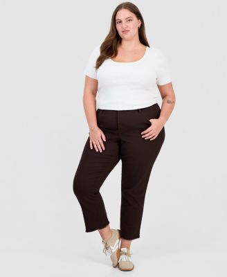 Plus 27/16" "AB" Solution  High-Rise Slim Straight with Cascading Denim