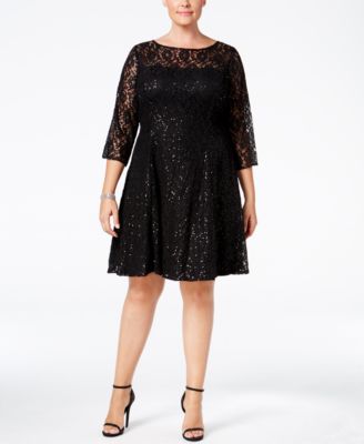 plus size sequin fit and flare dress