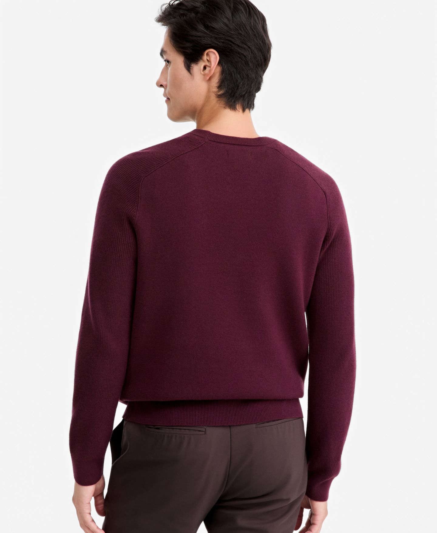Мужской свитер Alfani Crewneck Saddle-Shoulder, цвет: Глубокий винный — фото 4
