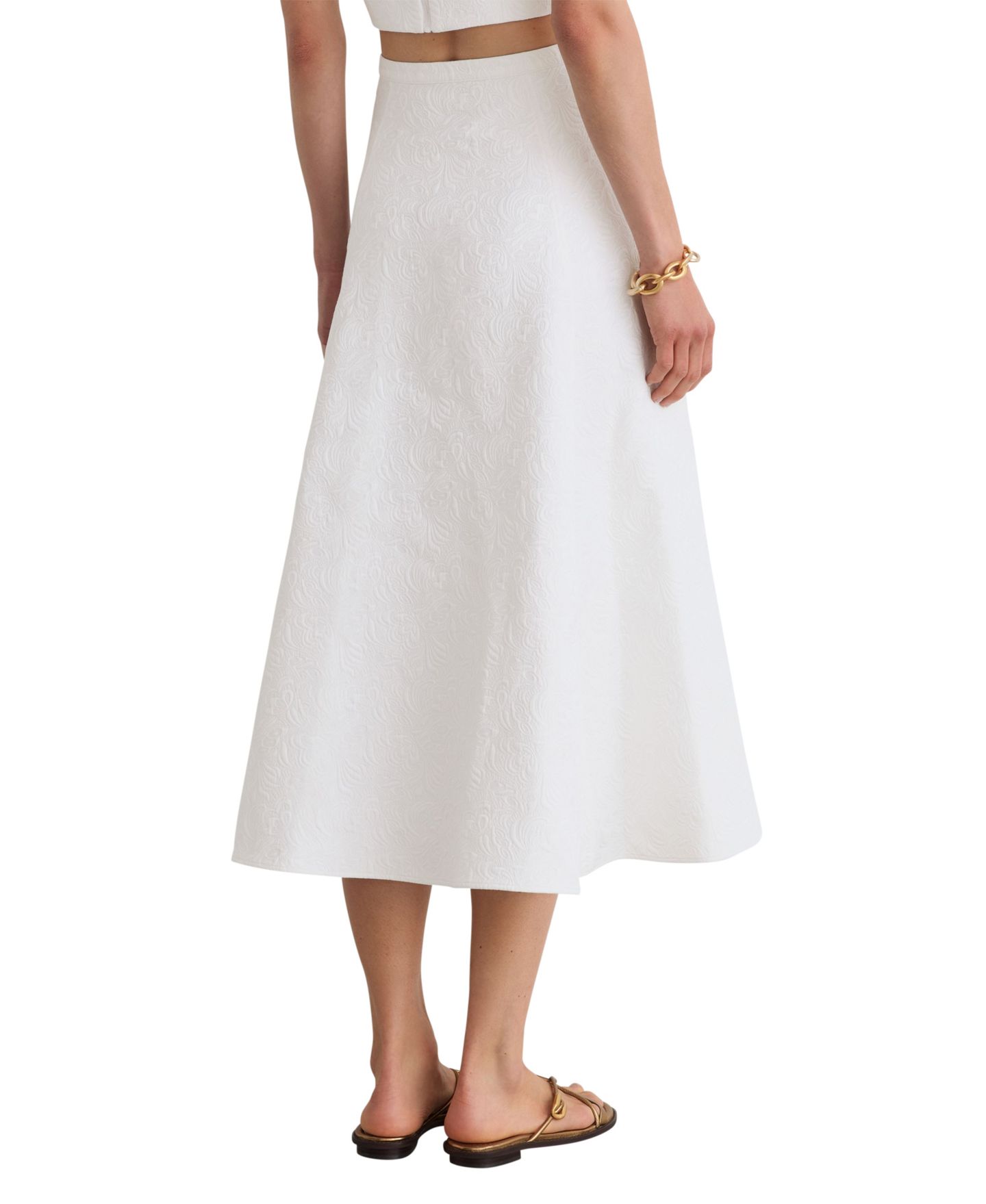 Женская юбка REISS Tara High-Waisted A-Line Raised Floral Jacquard Midi, цвет: Слоновая кость — фото 3