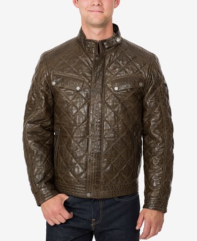 Boston Harbour Vintage Men's Quilted Leather Moto Jacket