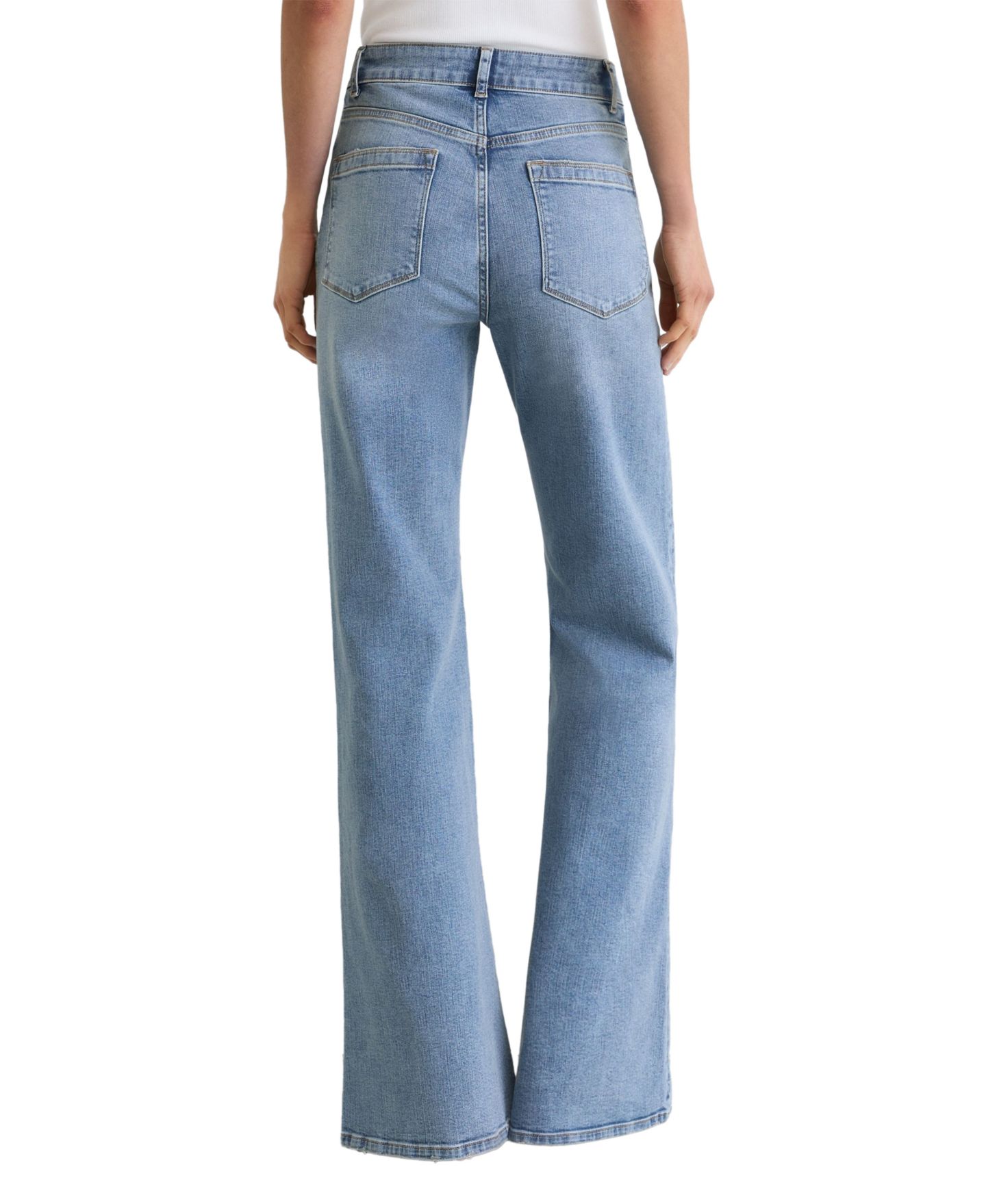 Женские джинсы REISS Cali High-Rise Flared Cotton-Blend, цвет: Светлый синий — фото 2