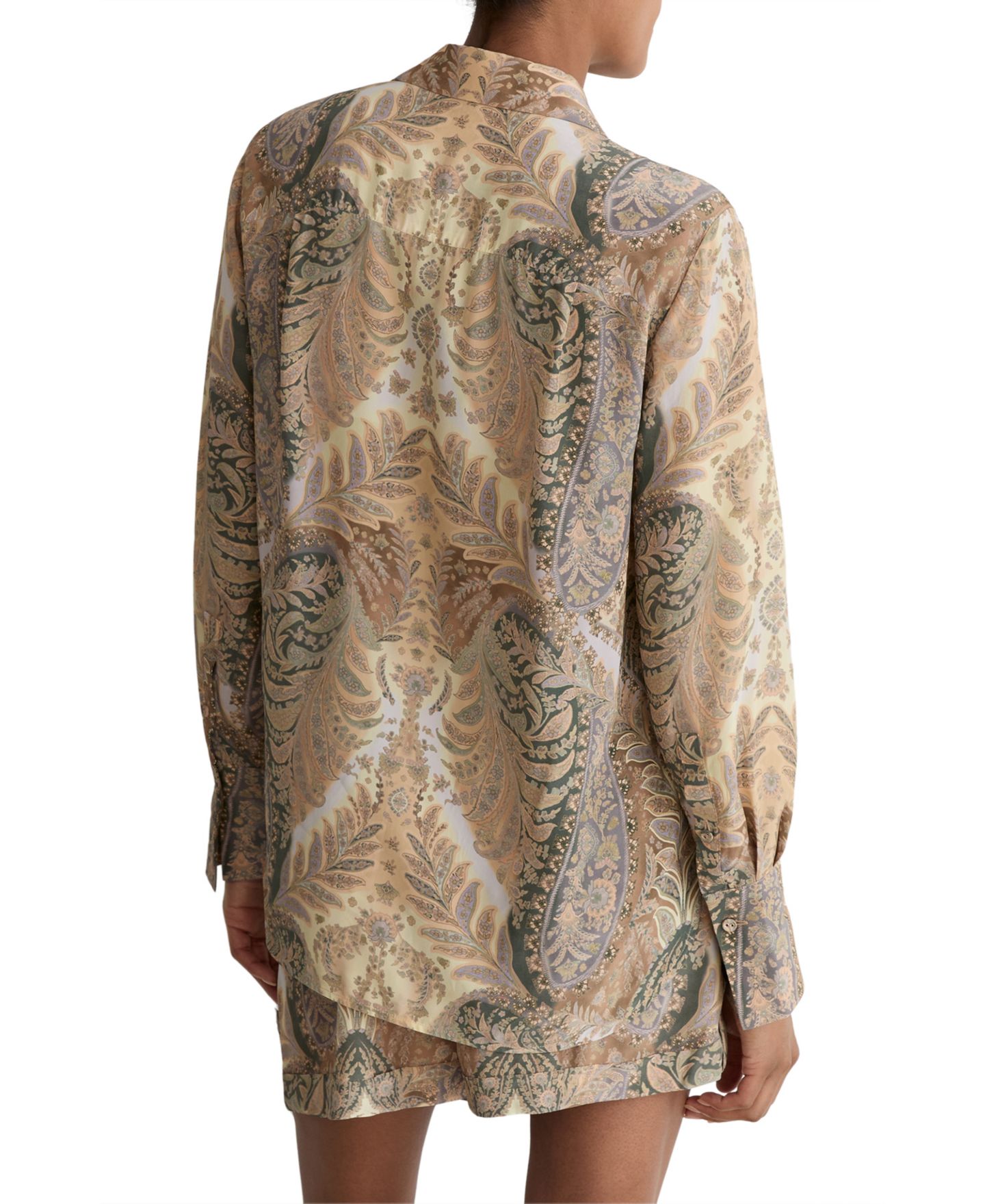 Женская рубашка REISS Katiya Paisley-Print Long-Sleeve Collared, цвет: Серый — фото 2