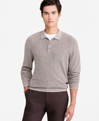 Men's Polo Long-Sleeve Regular-Fit Fully-Fashioned-Sleeve Sweater