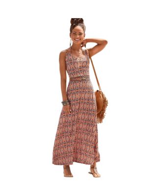 Women's Printed Halterneck Maxi Dress