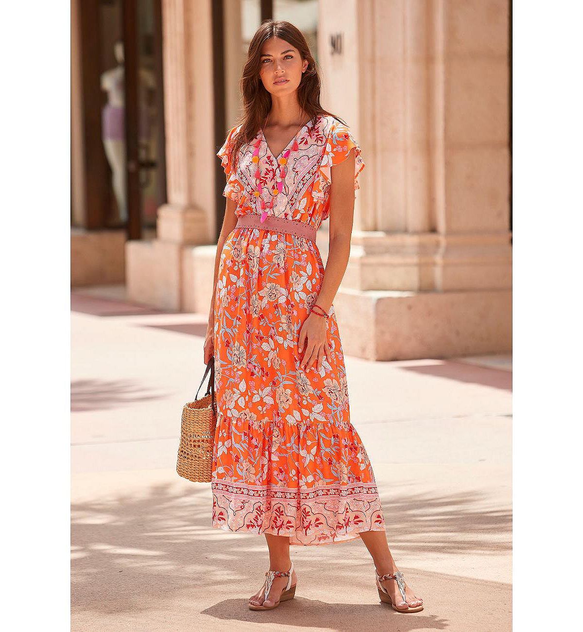 LASCANA Women's Floral V-Neck Maxi Dress view 2 — MAYCSS fashion products