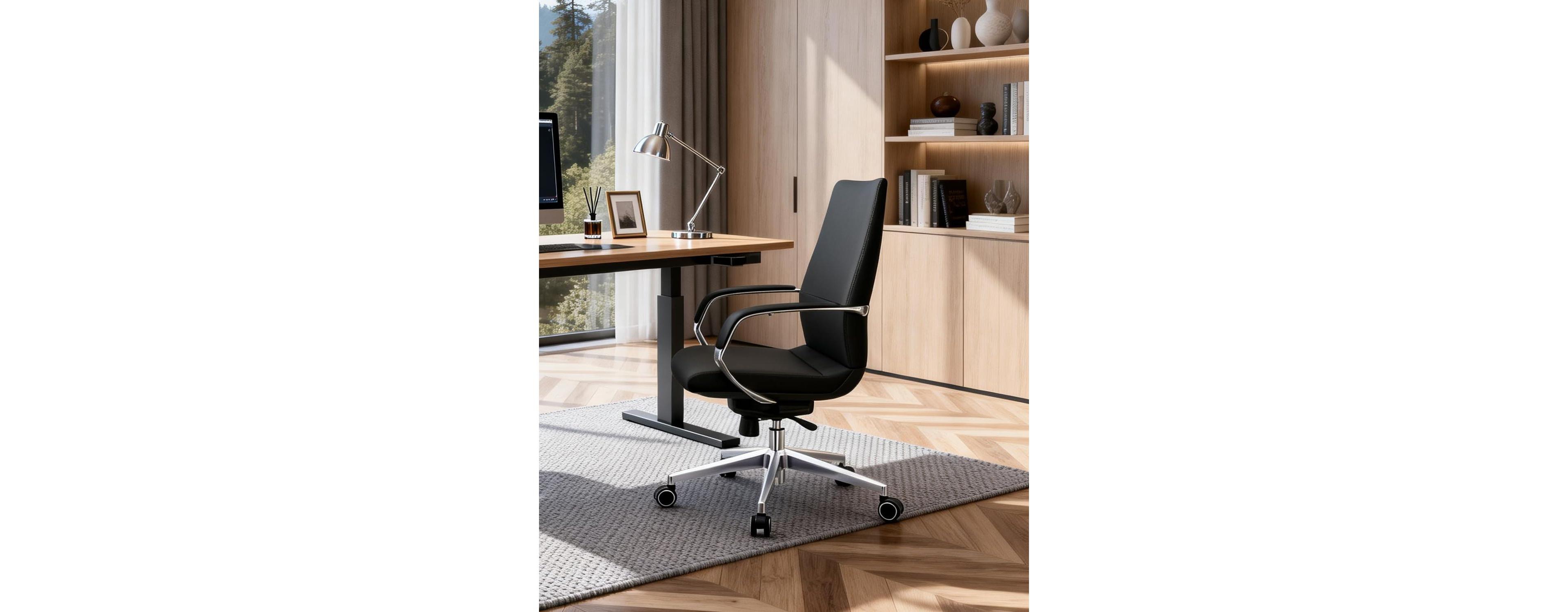 logicfox Leather Executive Office Chair with Silicone Leather, Reclining Tilt Lock