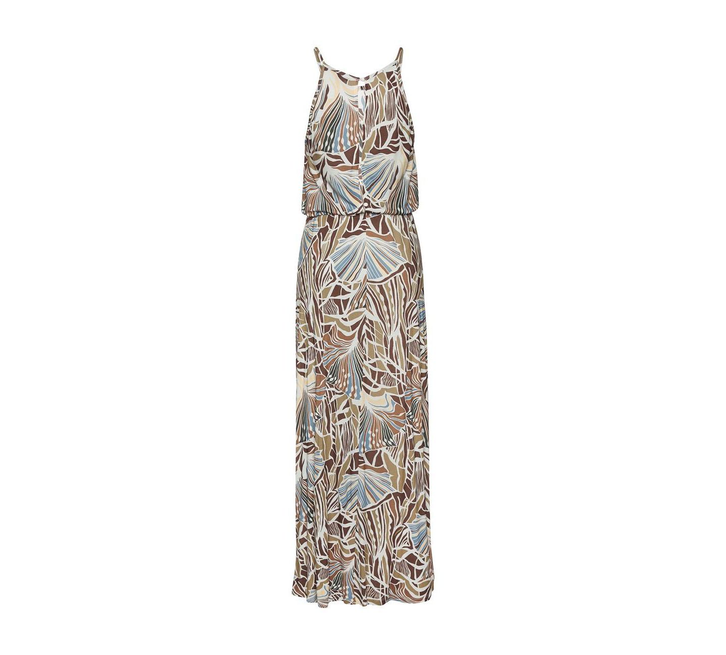 Женское платье LASCANA Viscose Printed A-Line Elastic-Waist Maxi, цвет: Слоновая кость хаки — фото 5