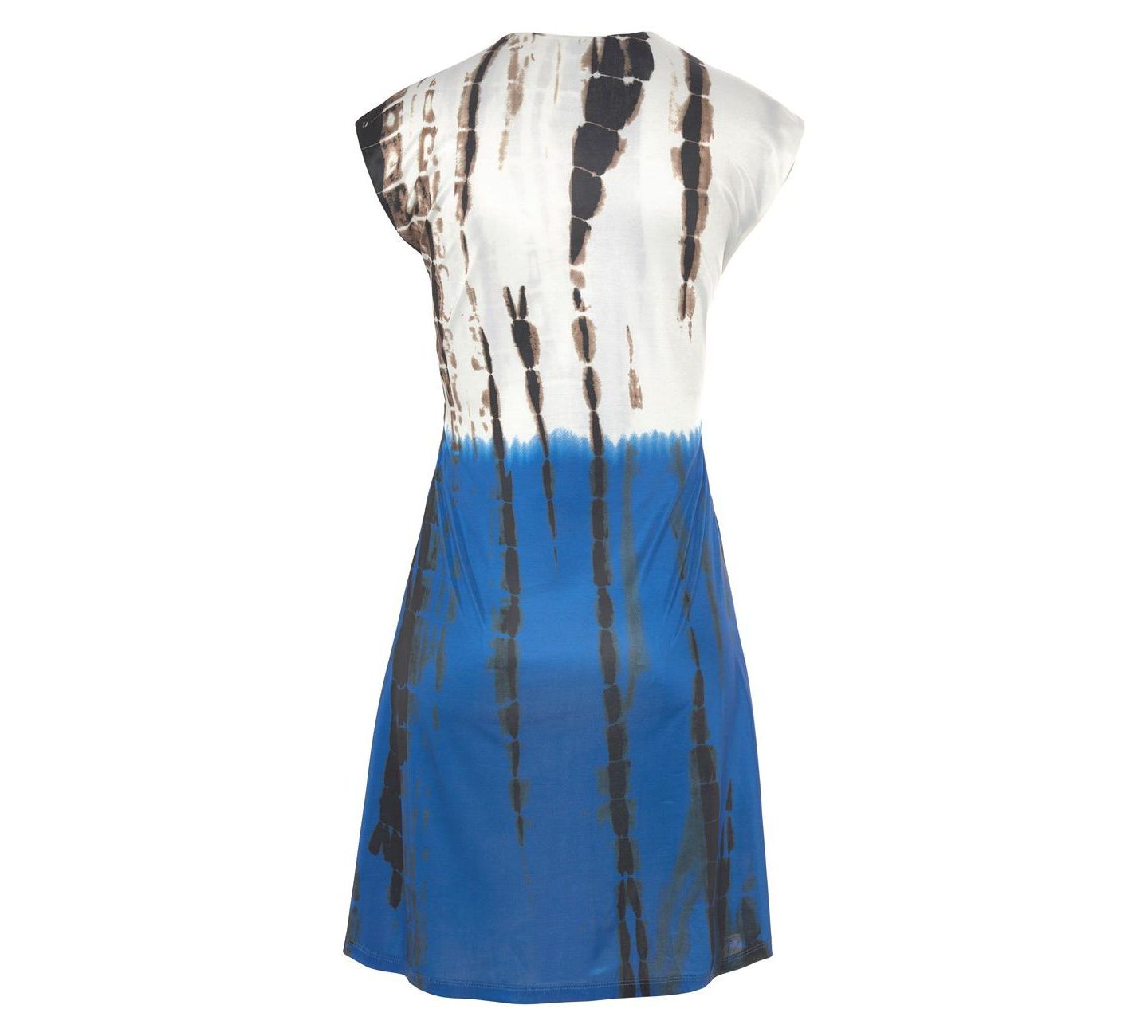 Женское платье LASCANA Tie-Dye Print A-Line V-Neck Empire-Waist Short, цвет: Тёмный синий разноцветный — фото 5