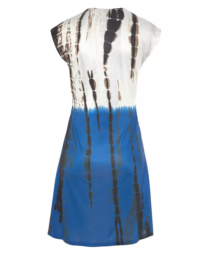 Women's Tie-Dye Print A-Line V-Neck Empire-Waist Short Dress - thumbnail 5