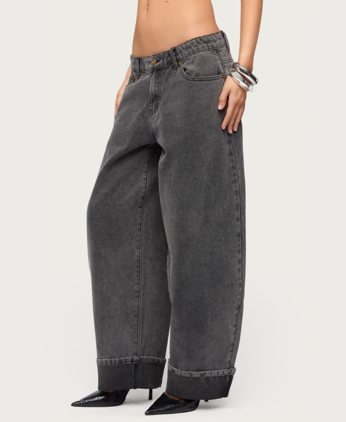 Edikted Women's Kella Low Rise Baggy Jeans