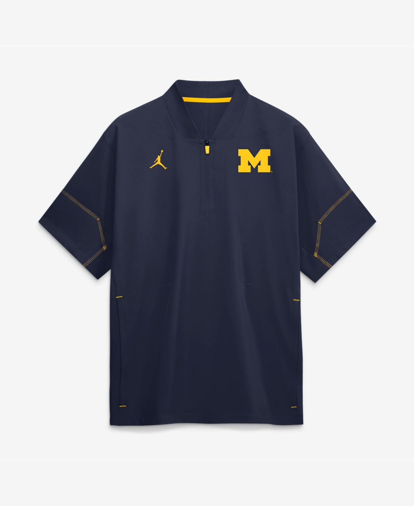 Мужская рубашка Jordan Navy Michigan Wolverines 2026 Sideline Short Sleeve Quarter-Zip Coach — фото 1