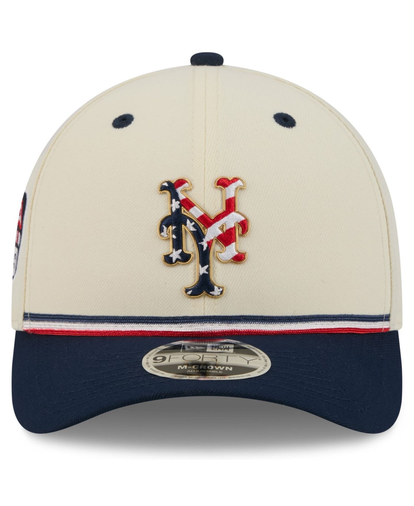 Детская кепка New Era Cream/Navy New York Mets USA 250 9FORTY M-Crown Adjustable Hat — фото 2