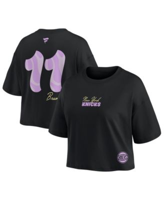 Women's Jalen Brunson Black New York Knicks Name & Number Cropped Top