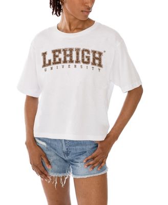 Women's White Lehigh Mountain Hawks Claim To Fame Boxy Cropped T-Shirt