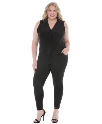 Plus Size Tailored Vest Ankle Pants Matching Set