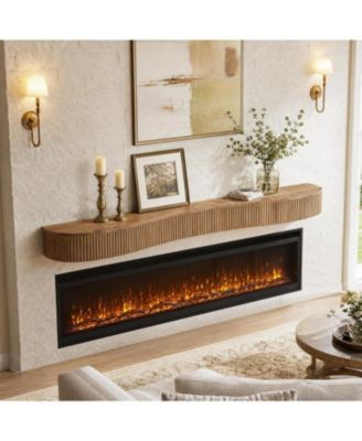 70.87-Inch Fireplace Mantel, Solid Wood Mantel Shelf, Floating Display Shelf