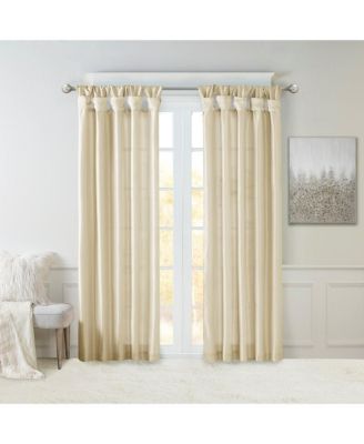 Twist Tab Lined Window Curtain Panel Champagne 50x108