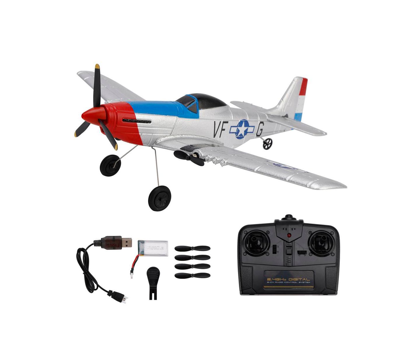Детская игрушка Bruce & Shark 2.4GHz RC Plane - 3 Channel with Gyro, 330 feet Range and EPP Foam, цвет: Серый — фото 1