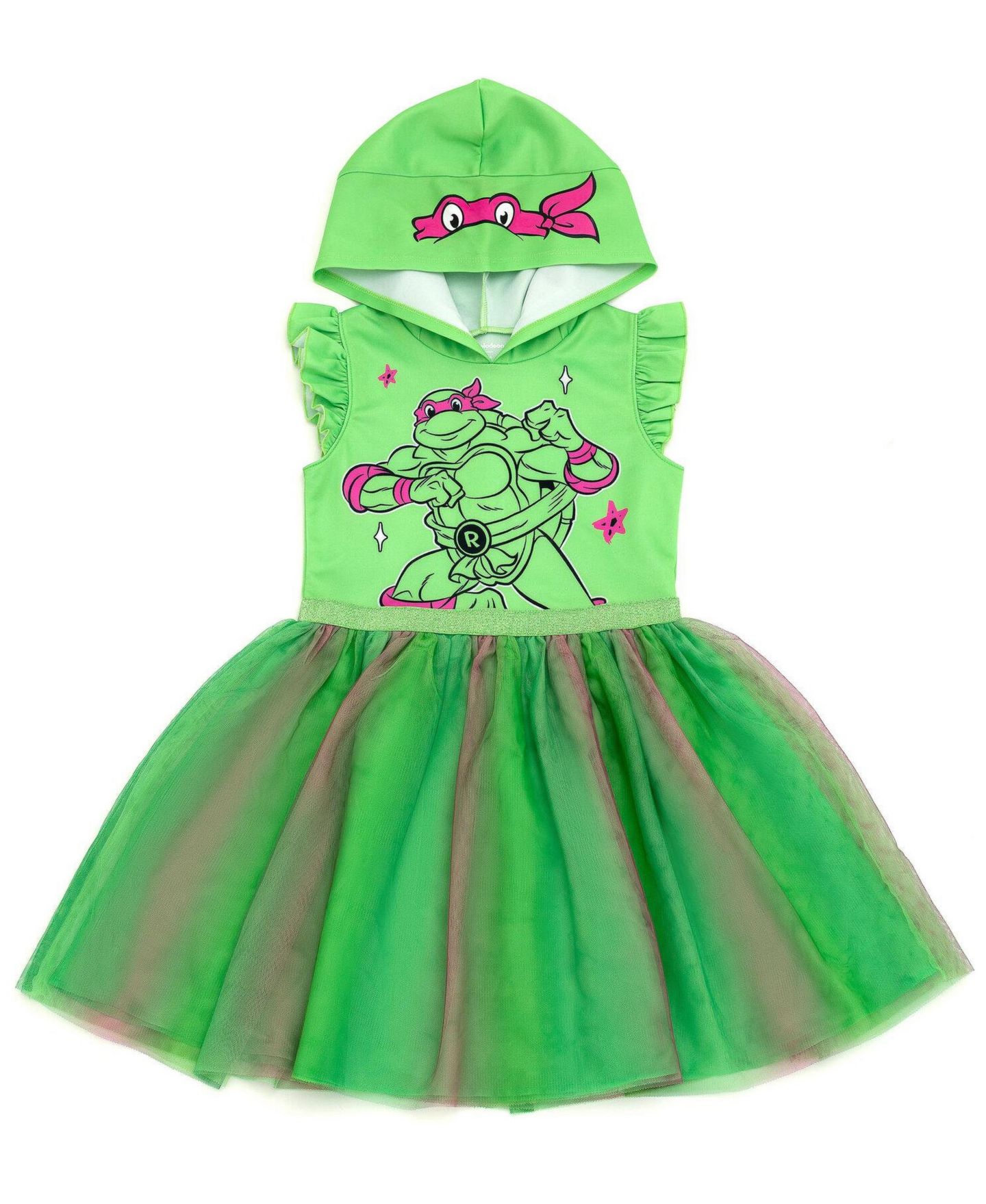 Платье Teenage Mutant Ninja Turtles Raphael Sleeveless Cosplay Dress для девочек, цвет: Зелёный розовый — фото 1