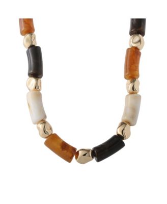 Women's Thick Beaded Necklace, 18 Inch + 2 Inch Extender, Gold-Tone Plated Fashion Jewelry