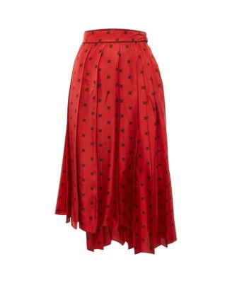 Women's Karligraphy Print Silk Pleated Midi Skirt