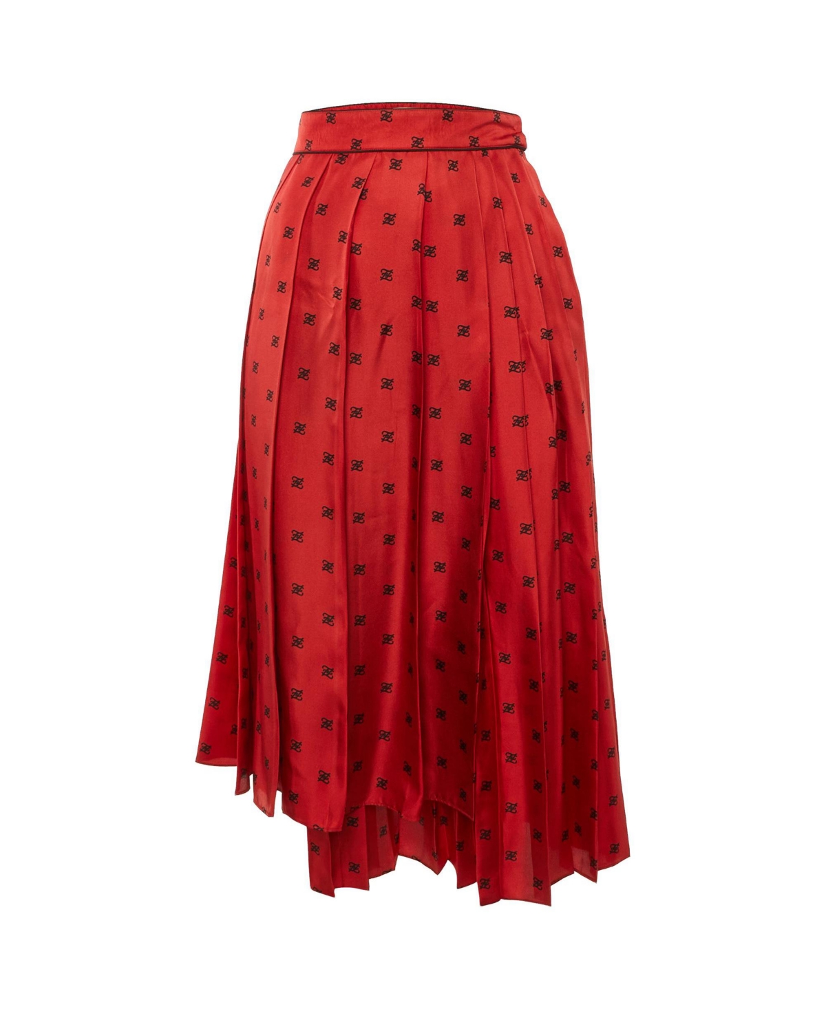 Pre-Owned Fendi Women's Karligraphy Print Silk Pleated Midi Skirt