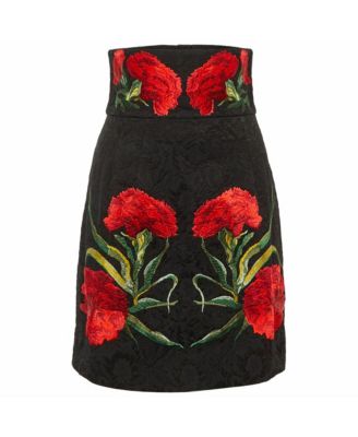 Women's Floral Embroidered Cotton Blend Short Skirt