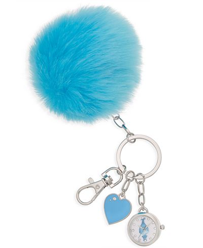 DreamWorks Trolls Women's Faux-Fur Blue Pom Pom Keychain Watch 23mm TRLAQ16079