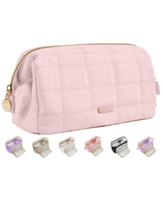 Large Pencil Case Soft Quilted Bag Wide Opening Multi Compartment School Supplies Storage Organizer Portable Durable Zipper