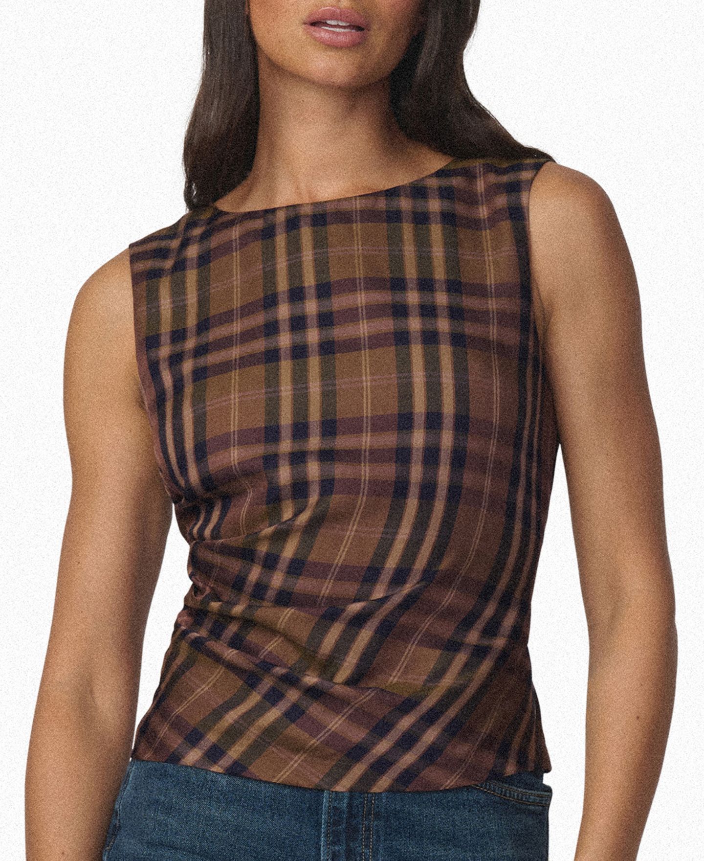 Женский топ Joe's Jeans The Meg Plaid Sleeveless Top, цвет: Верблюжий клетчатый — фото 5