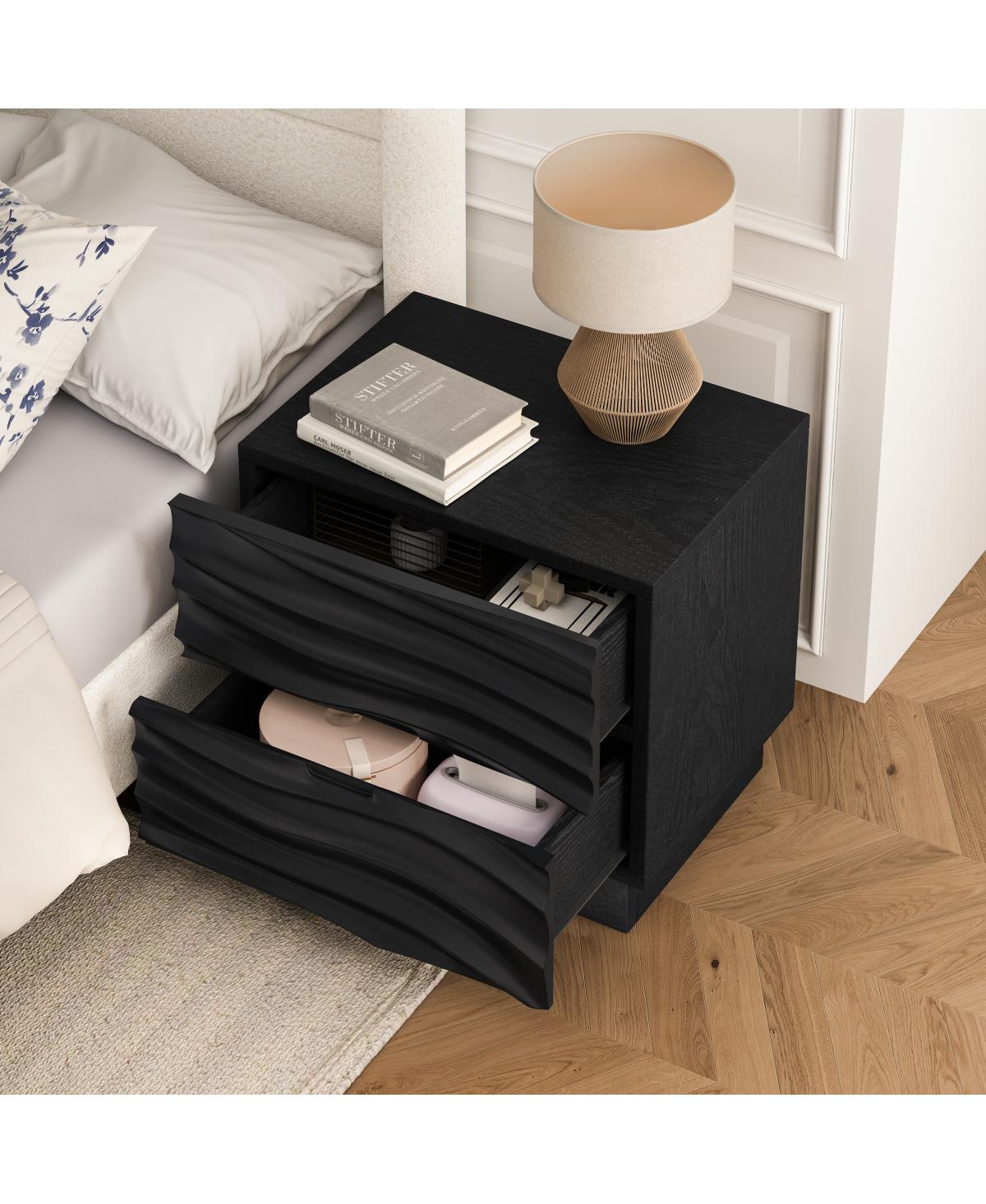 Streamdale Furniture Solid Wood 2-Drawer Nightstand
