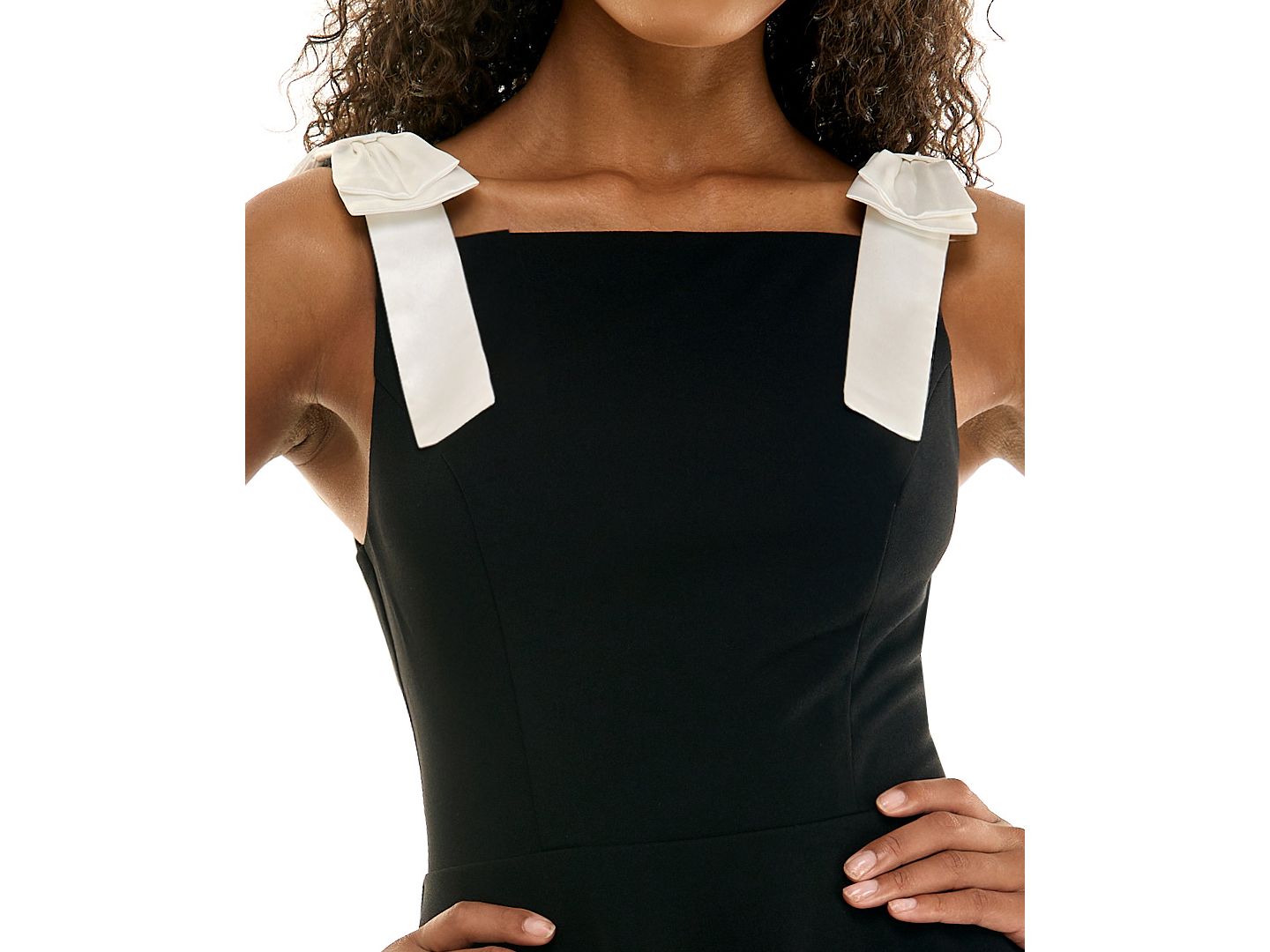 Женское платье City Studios Juniors' Square Neck Bow Straps Mini, цвет: Чёрный — фото 4