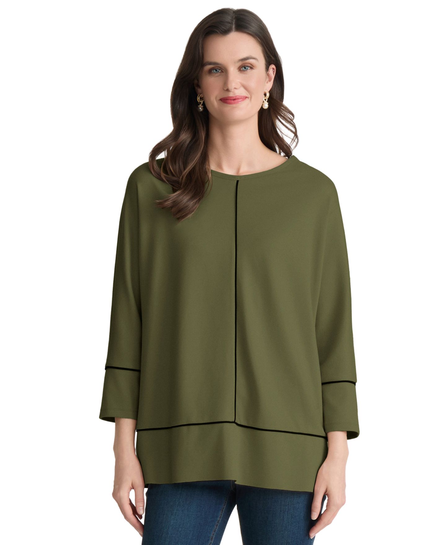 Женский топ Jones New York Crewneck Tunic Top, цвет: Зелёный — фото 2