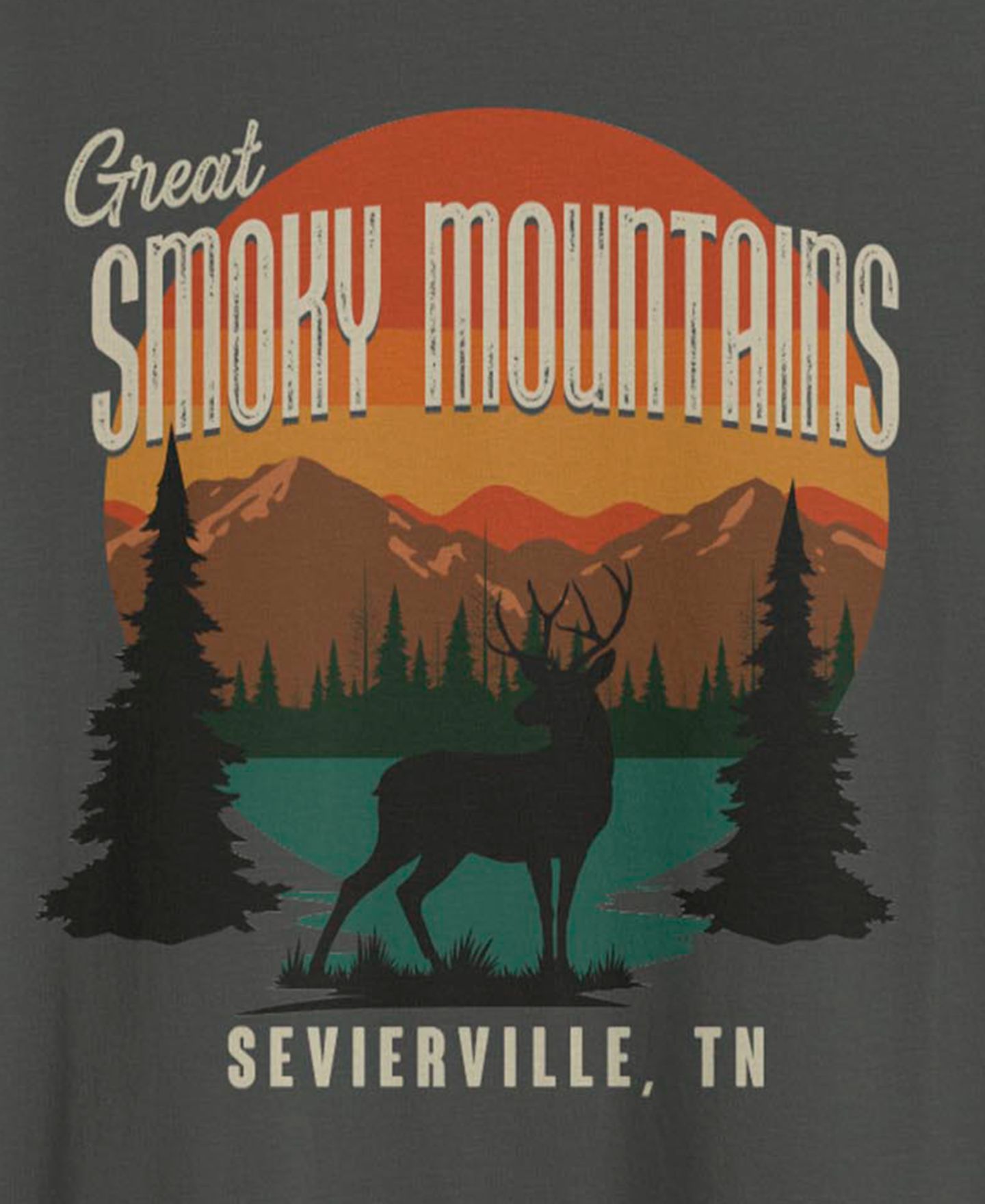 Мужская футболка Fifth Sun Generic Smoky Mtn Deer, цвет: Угольный — фото 3