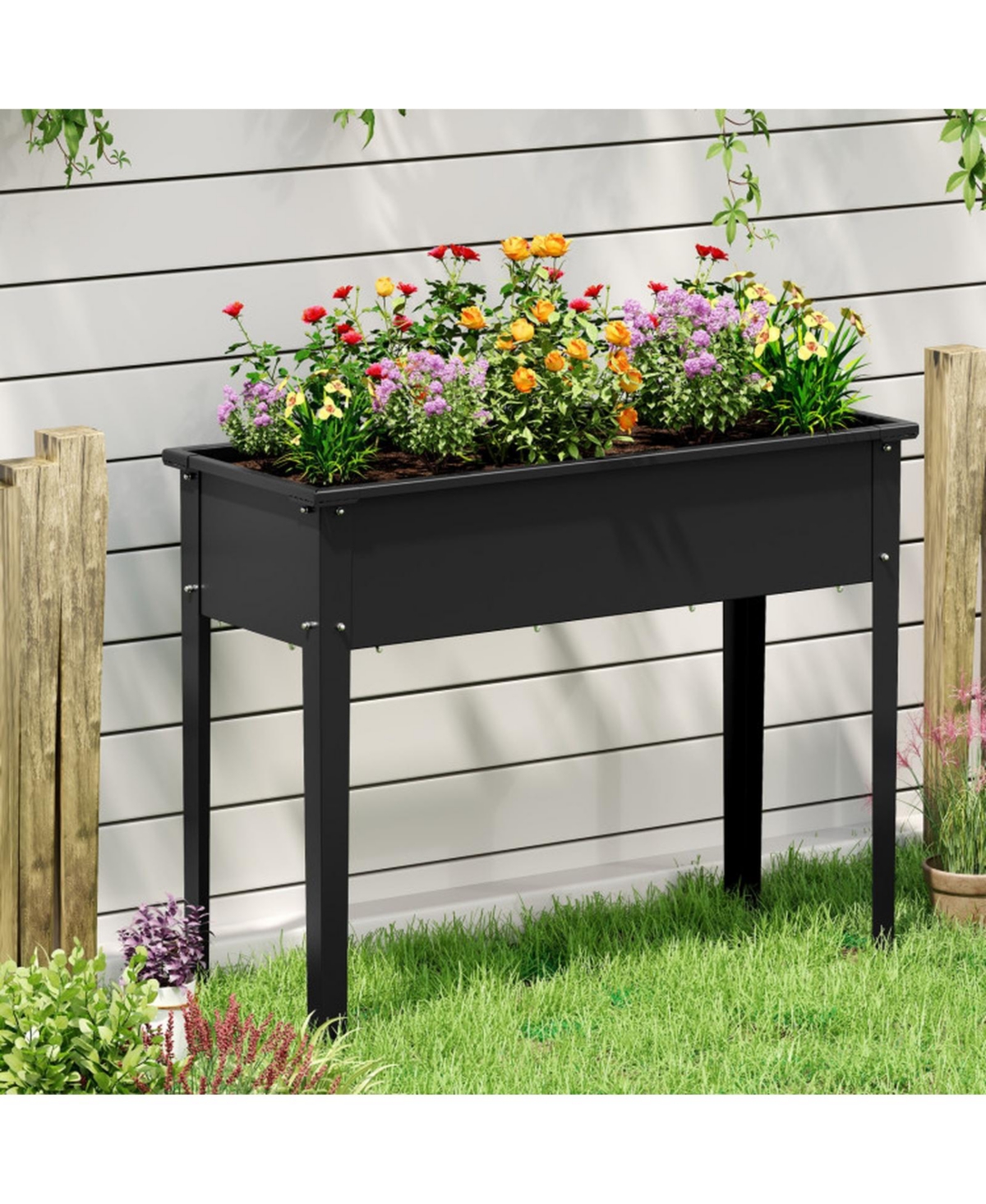 Sugift Elevated Metal Raised Garden Bed 40 in Wide with Legs and Drainage Holes