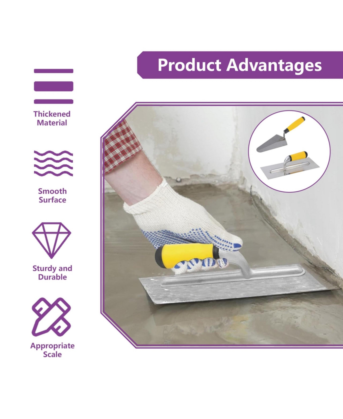 Xdovet Masonry Trowel Set Flat Finishing Gauging Trowels