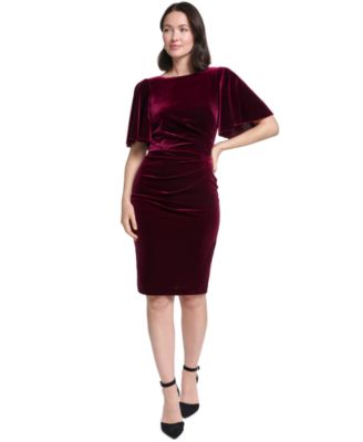 Women's Boat Neck Velvet Dress