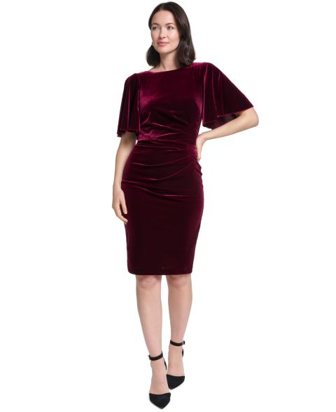 Женское платье Jessica Howard Boat Neck Velvet, цвет: Ягодный сливовый