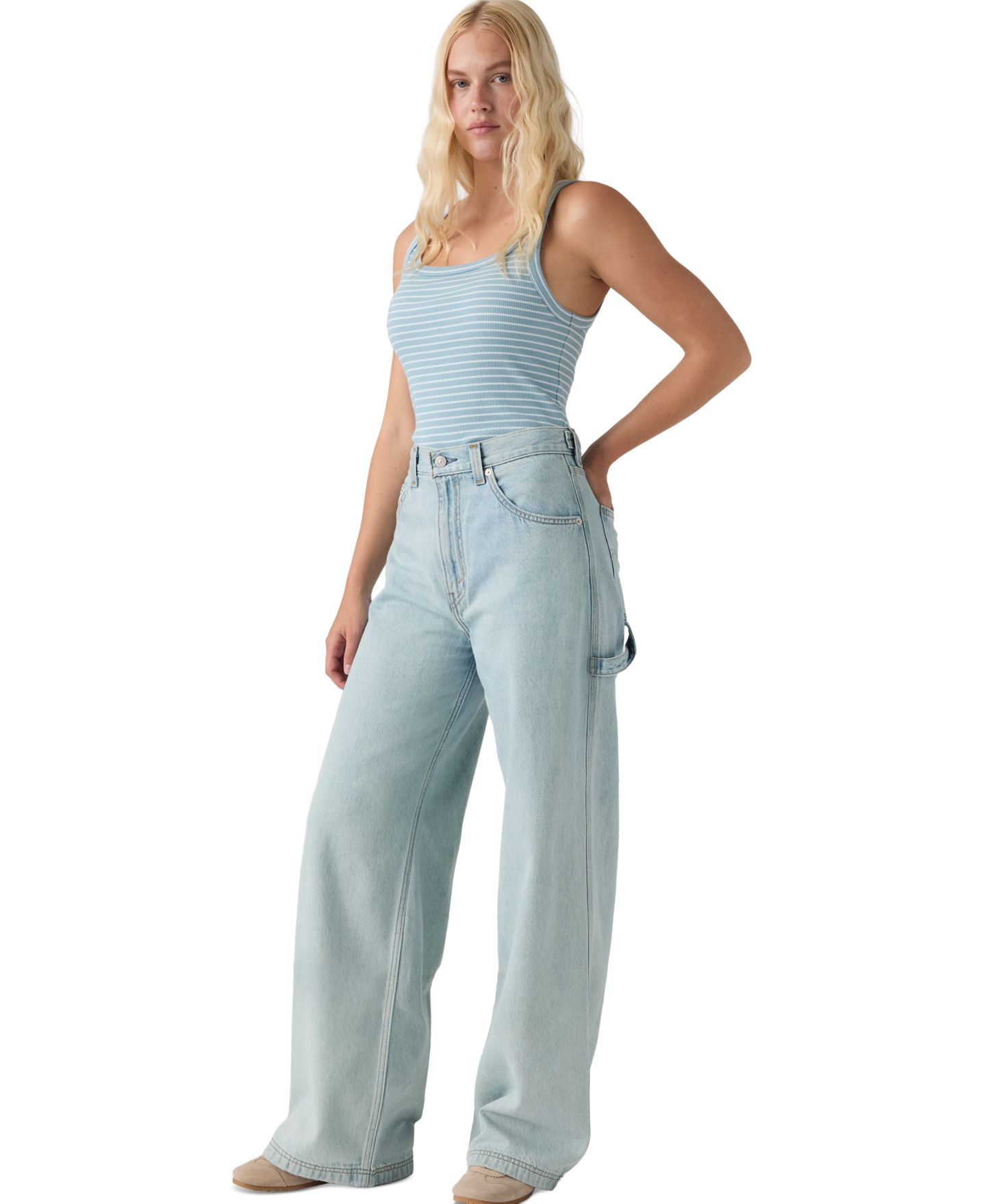 Женские джинсы Levi's Cinch-Waist Carpenter Lightweight Baggy, цвет: Abraided A — фото 3
