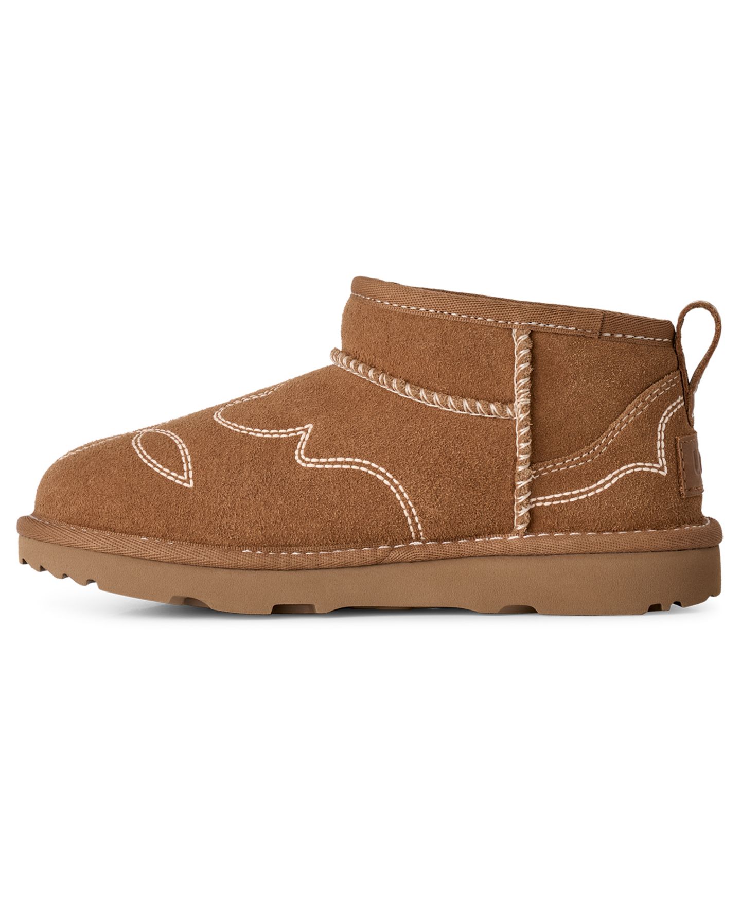Детские ботинки UGG® Classic Ultra Mini Western Round Toe Booties, цвет: Каштановый — фото 5